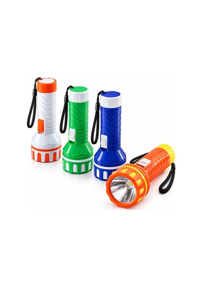 İbico İ10-008 Led Flashlıght L-989 El Feneri Çap: 4.3cm Mini Boy: 11cm Pilli Renkli Plastik - 24'li Paket