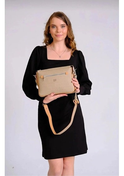 Just Polo Orijinal Kadın 3 Bölmeli Lüks Omuz Çantası Shopper Kum - Taba