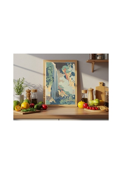 Hokusai Kisokaido Yolunda Ono Şelalesi Çerçevesiz Poster 30x42 Cm A3 Tablo Japon Sanatı Duvar Dekoru