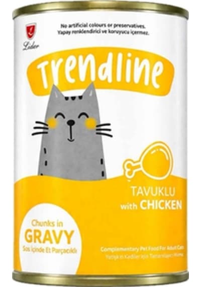 Trendline Sos İçerisinde Et Parçacıklı Tavuklu Yetişkin Kedi Konservesi 400 Gr 24'lü Paket