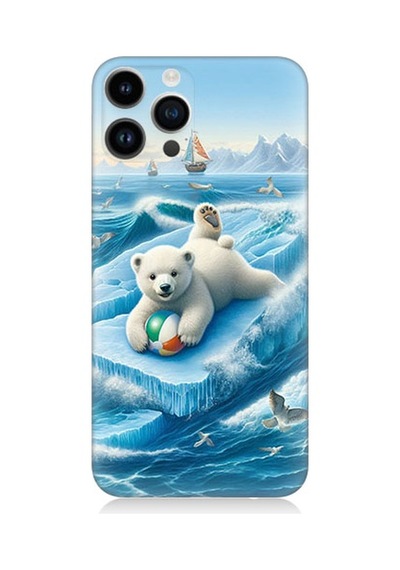 Apple Uyumlu iPhone 14 Pro  Buzda Ayı Desenli Silikon Kılıf