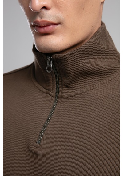 Lee Cooper Desona Erkek Dik Yaka Sweatshirt Yeşil-21016 Haki