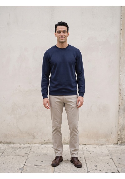 Maccali Erkek Lacivert Selanik Bisiklet Yaka Sweatshirt