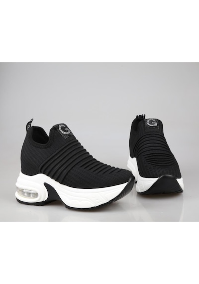 Guja 25y300-8 Dolgu Topuk Siyah Kadın Sneakers Siyah