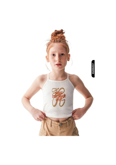 Xo Kids Aplikeli Askıllı Kollu Kısa Boylu Kız Çocuk Atlet Ve Askılı Bluz 8-14 Yaş 36429 Ekru - Kahverengi