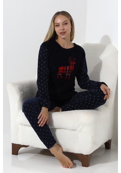 Wordex Fawn 5016 Peluş Welsoft Polar Kışlık Yumoş Geyikli Kadın Pijama Takımı-lacivert Lacivert Wordex Fawn 5016 Peluş Welsoft Polar Kışlık Yumoş Geyikli Kadın Pijama Takımı-lacivert Lacivert