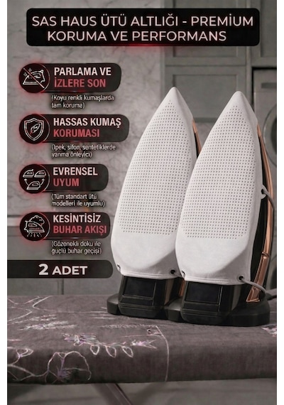 2 Adet Teflon Ütü Altlığı Yanmaz Parlama Önleyici Ütü Koruma Aparatı Kaygan Taban Tüm Ütülerle Uyumlu