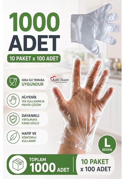 Kalbi Ticaret Şeffaf Eldiven 1000 Adet Hışır Poşet Eldiven Kullan At Tek Kullanımlık Eldiven
