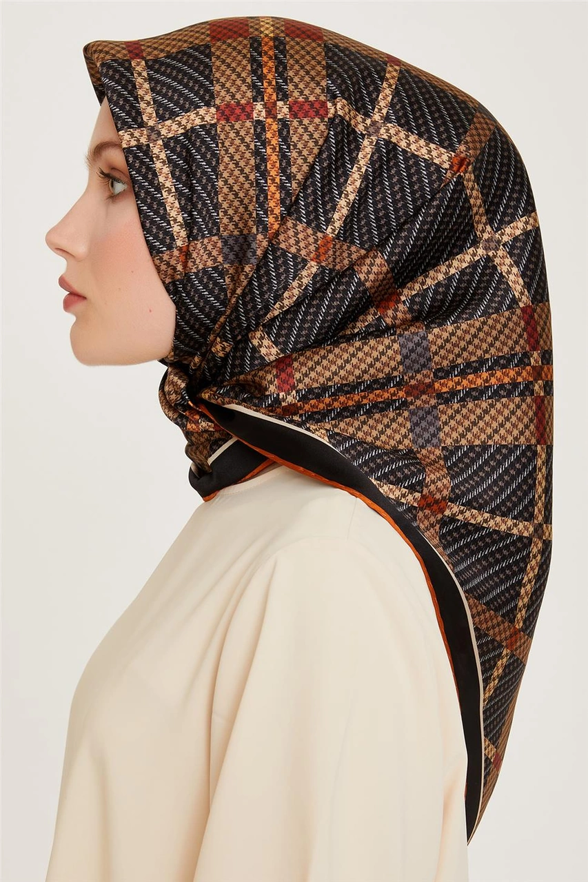 Armine Geometrik Desenli Twill Saf İpek Eşarp 9247d 36 Çok Renkli