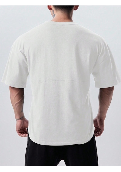 Genius Store Genius Erkek Spor Tişört Oversize Fitness & Gym Antrenman Tişörtü Beyaz