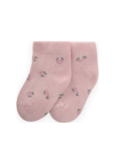 Cigit Çiçek Desenli Bebe Soket 0-4 Yaş Pudra Pembe