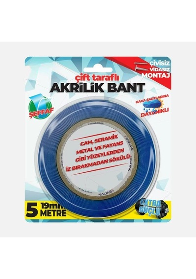 Çift Taraflı Akrilik Silikonize Şeffaf Montaj Bandı