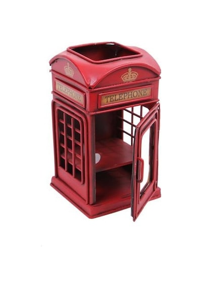 Dekoratif Metal Londra Telefon Kulübesi Kalemlik ve  Çerçeveli