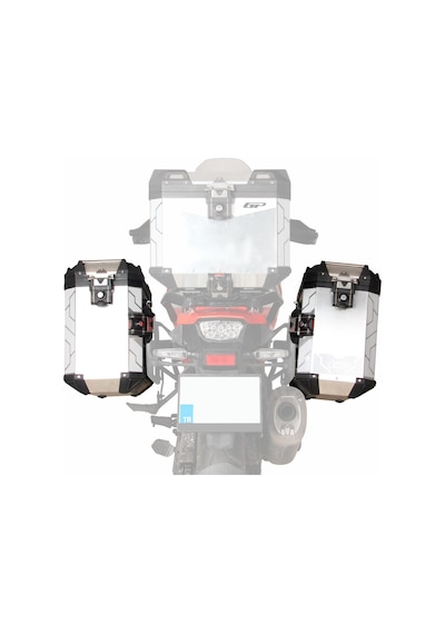 GP Kompozit Universal 40 lt x 2 Alüminyum Motosiklet Yan Çanta Seti Gri
