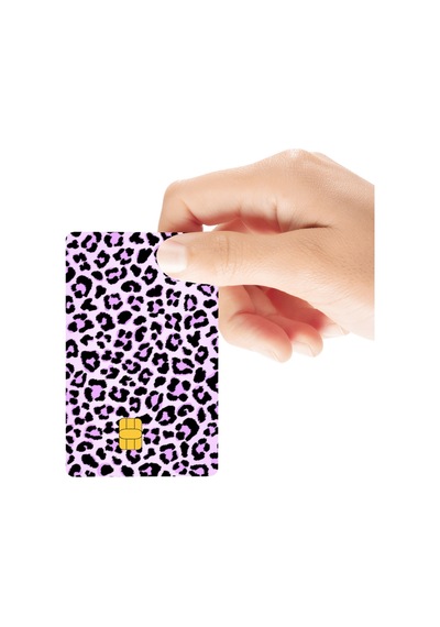 Leopar Desenli Pembe Hologramlı Parlak Kredi/banka Kart Kaplama Sticker Standart