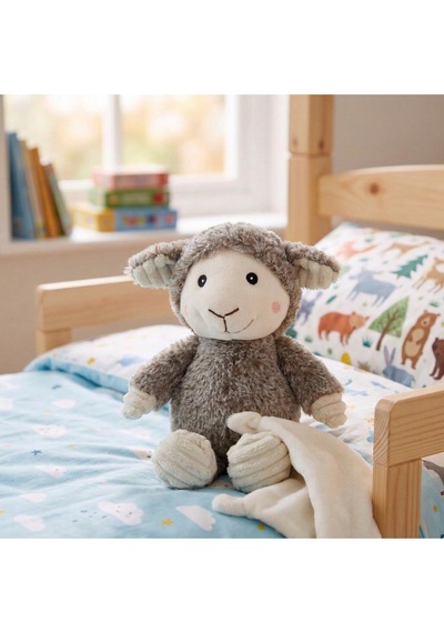 Sevimli Peluş Kuzu Uyku Arkadaşı - 23 Cm Yumuşak Bebek Ve Çocuk Oyuncağı Gri