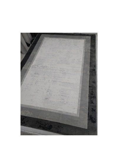 Akrilik Dokuma 160x230 4m2 Pamuk Tabanlı Uzun Ömürlü Kalın Sık Dokuma Halı Gri-siyah