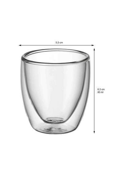Kult Çift Duvarlı Espresso Fincanı Seti, 6 Parça, Çift Duvarlı Camlar, 80 Ml Çok Renkli