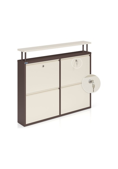 Ceha Kilitli Tablalı 4'lü Metal Ayakkabılık - Kahverengi/Krem K.AYK-2.4/J/P8317-P1013/KL Ceha Kilitli Tablalı 4'lü Metal Ayakkabılık - Kahverengi/Krem K.AYK-2.4/J/P8317-P1013/KL