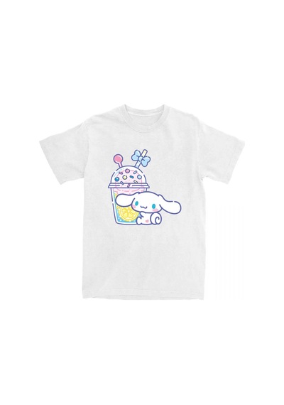 Startmore Beyaz Kawaii Köpek Grafik Baskı Yaz Unisex Sokak Tees Yumuşak Yuvarl Beyaz