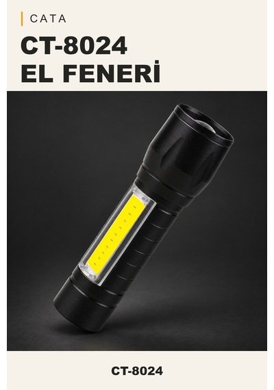 Cata Ct-8024 Flaşörlü Mini Polis El Feneri 3 Fonksiyonlu Siyah