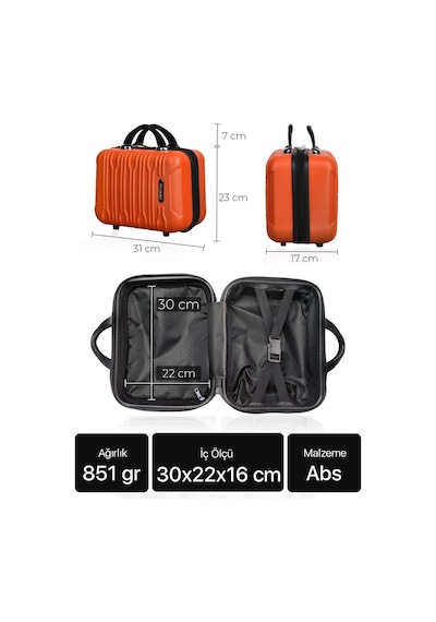 Polo&sky Mars Model Kırmızı Renk Abs Makyaj Çantası El Valizi