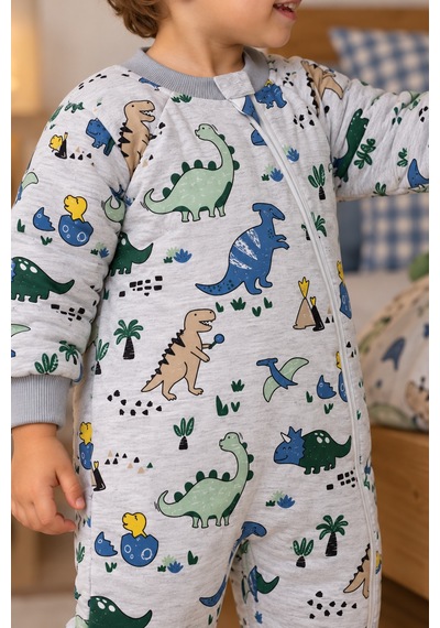 Babyhola 2.5 Tog Yorgan Gerektirmeyen Kalın Elyaf Dolgulu Çocuk Uyku Tulumu Pamuk Astarlı Unisex 6020 Füme