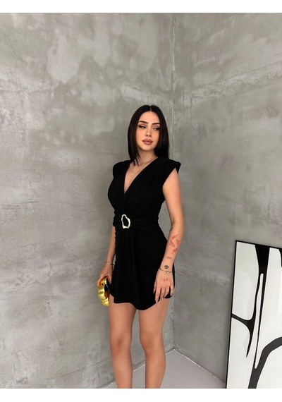 Primemagazam Kadın Kruvaze Drapeli Tokalı Mini Elbise Şık Gece Davet Abiye - Siyah Çeşitli Primemagazam Kadın Kruvaze Drapeli Tokalı Mini Elbise Şık Gece Davet Abiye - Siyah Çeşitli