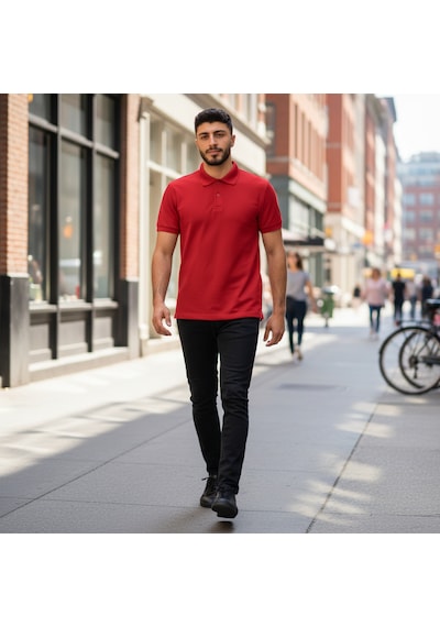 Bite Nose Renk Seçenekli Erkek Polo Yaka Tişört Günlük & Şık Pamuklu Slim Fit Açık Kırmızı
