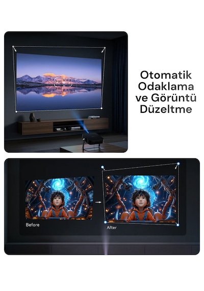 OBE X7D Ultra Google TV Destekli 4K 1200 ISO Otomatik Odaklı Akıllı Projeksiyon Cihazı