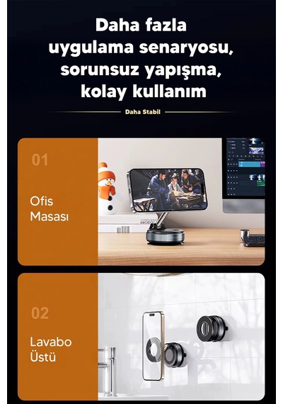 Vakumlu Araç İçi Telefon Tutucu - Güçlü Manyetik Magsafe Uyumlu Çok Renkli