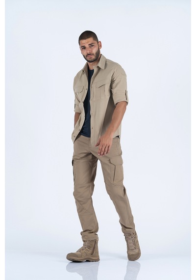 Combat Tactical Taktik Gömlek Fermuar Cepli Koruma Outdoor Gömlek Bej