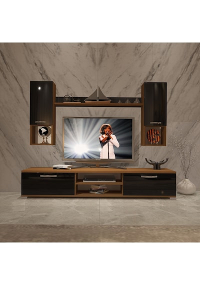 Decoraktiv Eko 5da Slm Dvd Tv Ünitesi Tv Sehpası Ceviz - Siyah