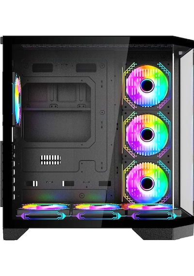 F-7 Edge 7x Argb Pwm Fan Siyah Atx Akvaryum Gaming Kasa Oyuncu Kasası