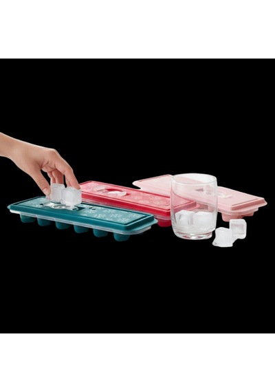 1 Adet 12'li Kapaklı Yapışmaz Silikon Tabanlı Plastik Küp Buz Kalıbı Sızdırmaz Kapak Plastik Şeffa Diğer