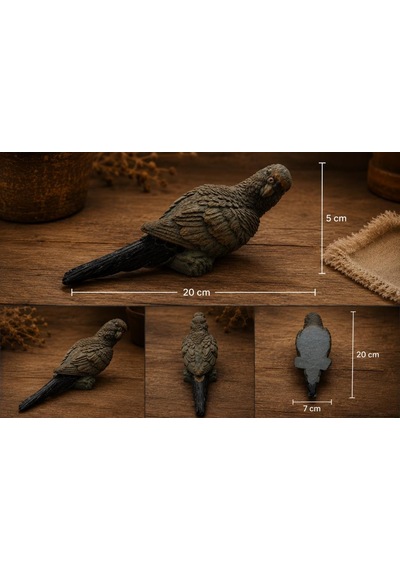Papağan Biblo 20 Cm Dekoratif Kuş Figürü Rustik Otantik Ev Ofis Raf Süsü Hediyelik