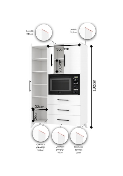 AE-2074 Aras Beyaz Çok Amaçlı Mutfak Dolabı&Banyo Dolabı,Kiler, 3 Kapaklı, 3 Çekmeceli, Fırın bölme Beyaz AE-2074 Aras Beyaz Çok Amaçlı Mutfak Dolabı&Banyo Dolabı,Kiler, 3 Kapaklı, 3 Çekmeceli, Fırın bölme Beyaz