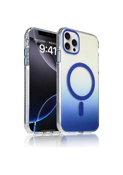 Subutu Apple Uyumlu iPhone 15 Pro Max Kılıf M-safe Şarj Özellikli Transparan Renk Geçişli Sbt Toros Kapak - Siyah Siyah