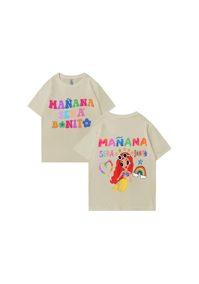Flood Of Style Sıcak Satış Şarkıcı Karol G Müzik Albümü Manana Sera Bonito T Shirt Erkek Kadın Rahat Gr Bej