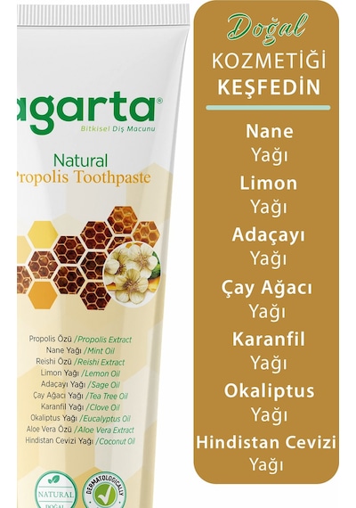 Agarta Doğal Propolis Özlü Diş Macunu 3 x 100 ML