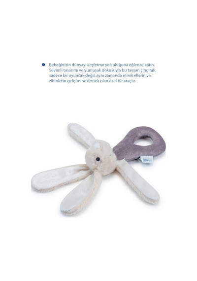 Babyjem Tutmalı Çıngıraklı Mini Peluş Tavşan Taş 842
