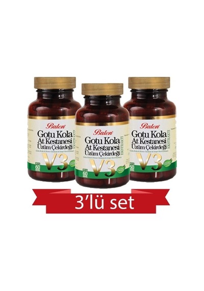 3 Ad.Balen Gotu Kola-At Kestanesi-Üzüm Çekirdeği 355 Mg 60 Kapsül
