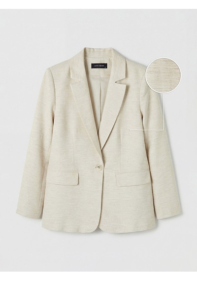 Lcw Vision Bej Keten Karışımlı Kadın Blazer Ceket