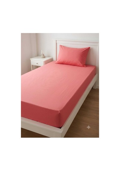 Pamuk Tek Kişilik Düz Çarşaf+yastık Kılıfı 100 200 Pembe
