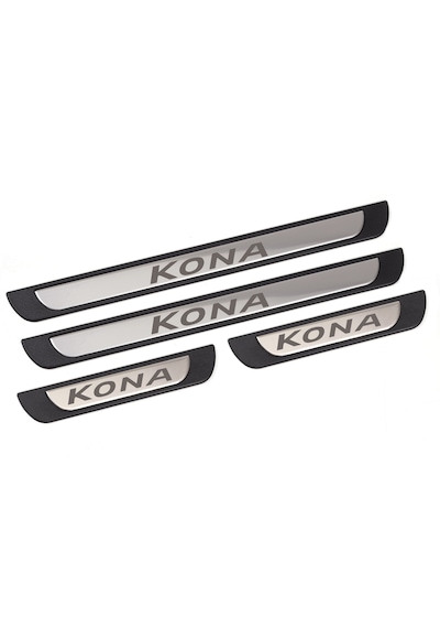 Hyundai Kona Krom Kapı Eşiği 2019 Ve Üzeri 4 Parça Paslanmaz Çelik Abs Çerçeve
