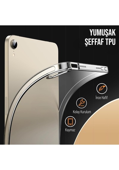 Apple İpad Kılıf Şeffaf Silikon Arka Kapak İpad Mini 6.nesil 8.3 İnch
