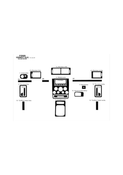 Ford Connect Glx Konsol - Torpido Kaplama 2002-2006 21 Parça Piano Black