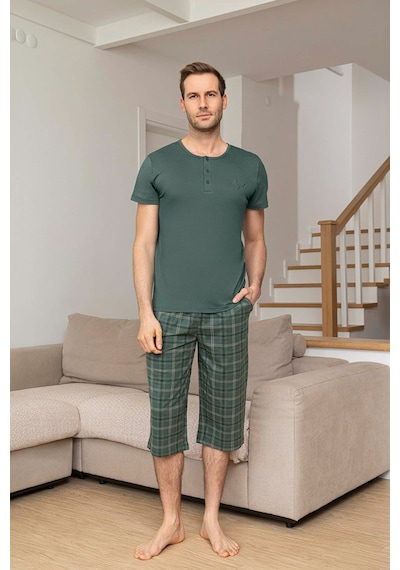 Aydoğan Erkek Civan Modal Bermuda Viridian Pijama Takım 0032 Yeşil