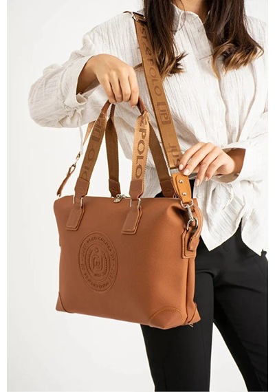 Just Polo Kadın Büyük Boy Lüks Ve Şık El & Omuz Çantası Shoulder Bag Taba