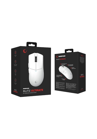 Rampage Blıtz Ultımate 8k Bt+wired+2.4g Beyaz Kablosuz Paw3950 Nordıc 52840 Mcu Gaming Oyuncu Mouse Blitz Ultimate